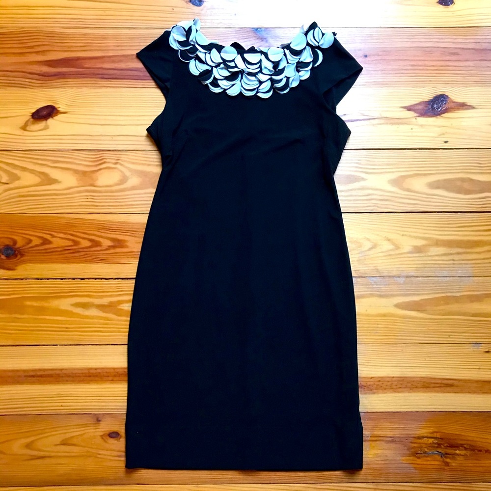 Taylor Black White Sheath Circular Dress, EUC, 4